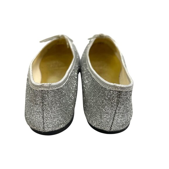 London Sole Silver Glitter Ballet Flats With Bow Accent - Size 40 - Made In Fran - Picture 3 of 6